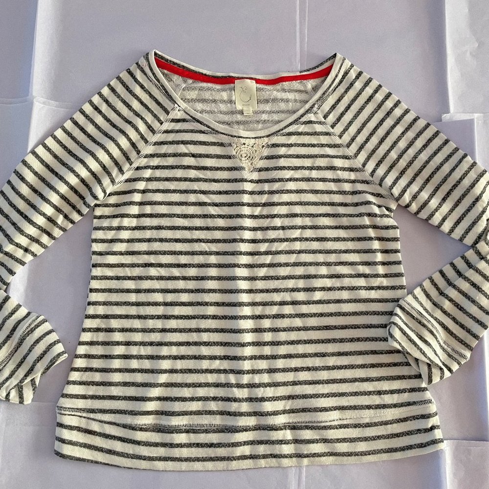 Anthropologie Eloise Striped Long Sleeve Top Loungewear size L RUNS SMALL